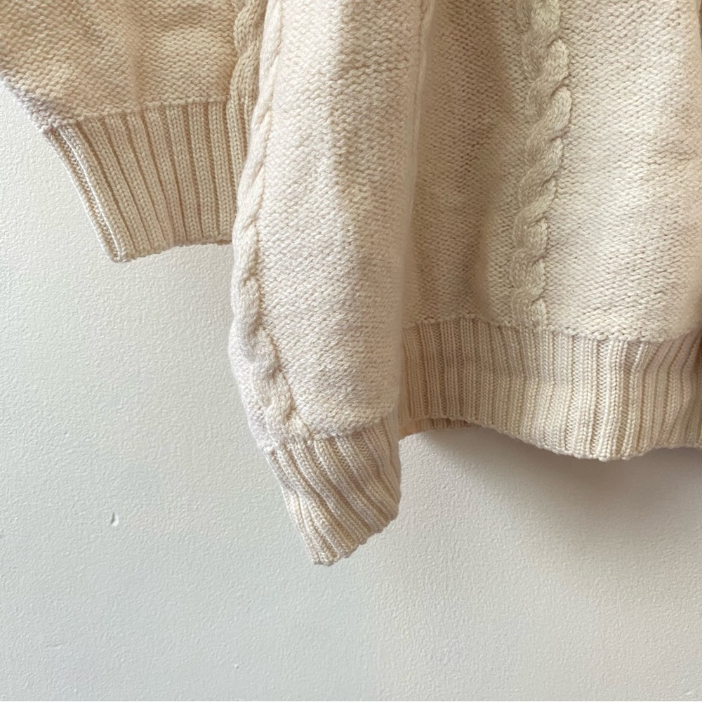 Mondi vintage tassel trimmed cableknit cream sweater size Small - Picture 5 of 9